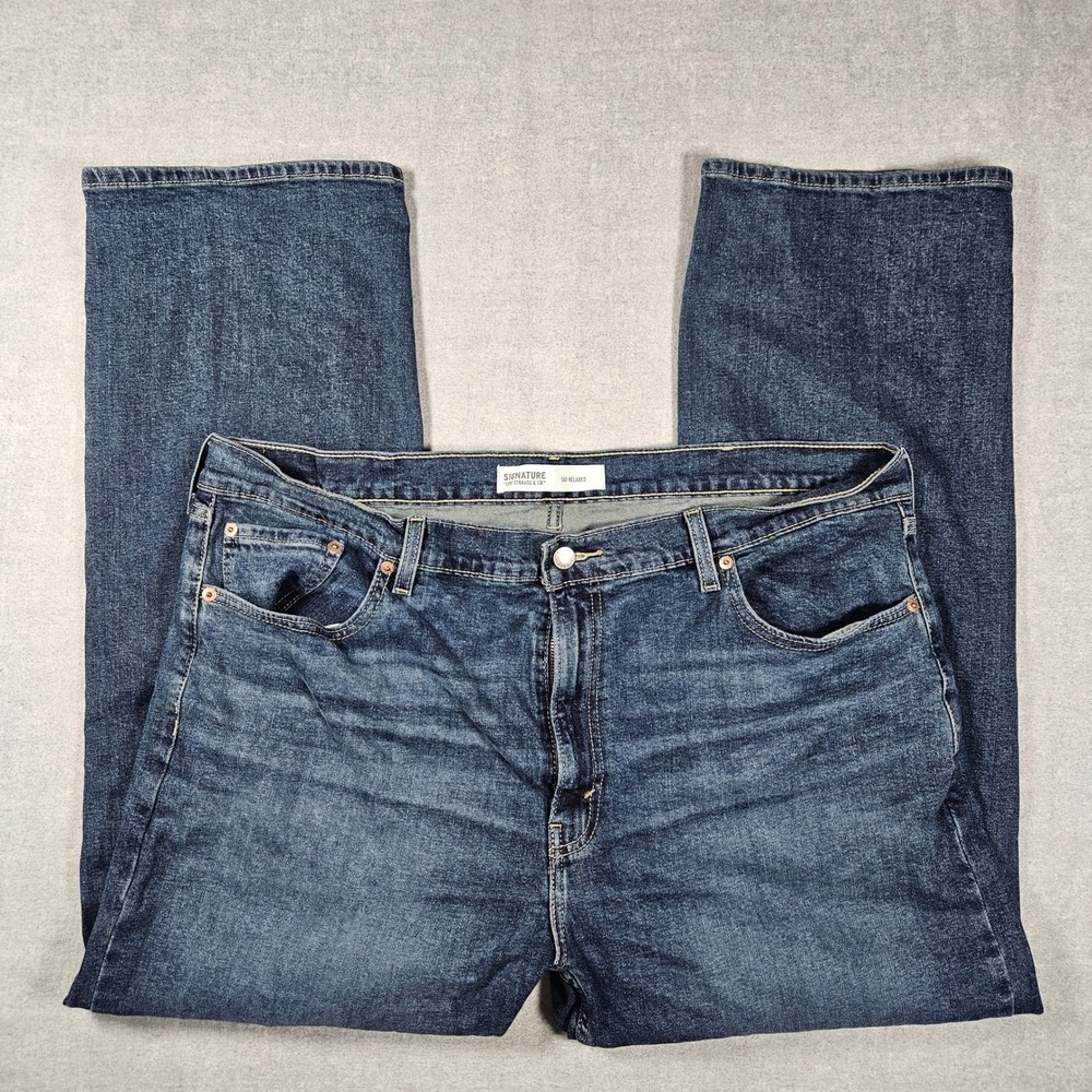 Signature by Levi Strauss & Co Mens S61 Relaxed Straight Leg Jeans Blue W42 L30